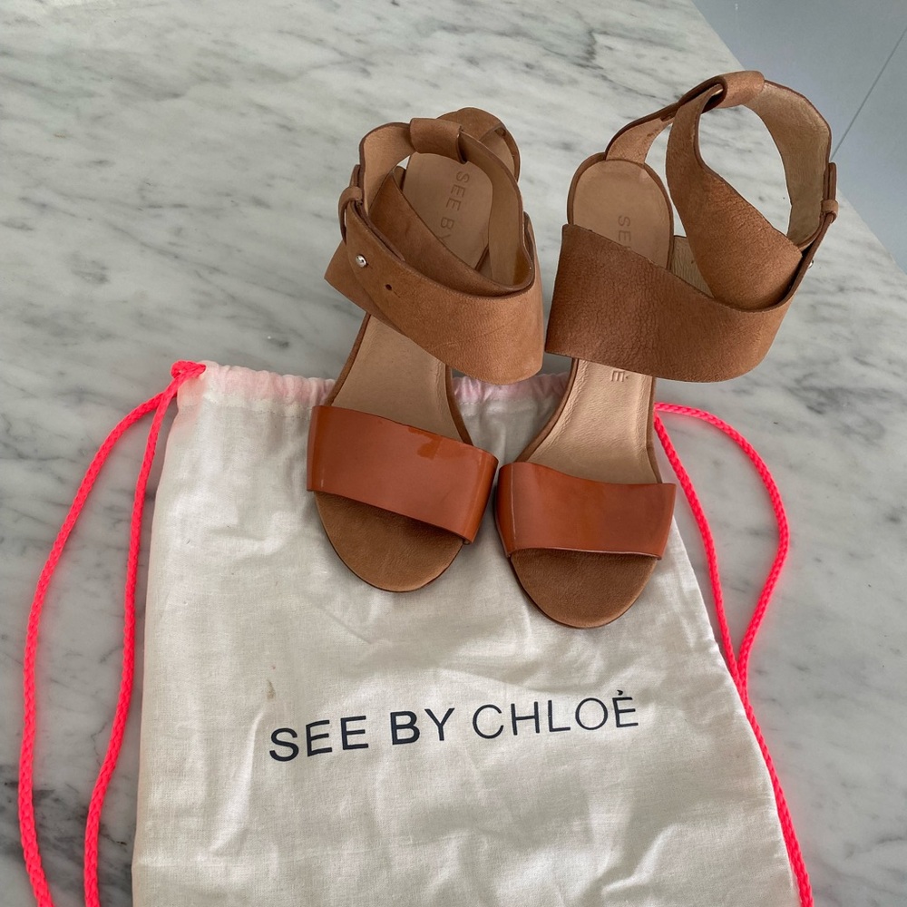 See By Chloe Crossover Heels - Tan Leather